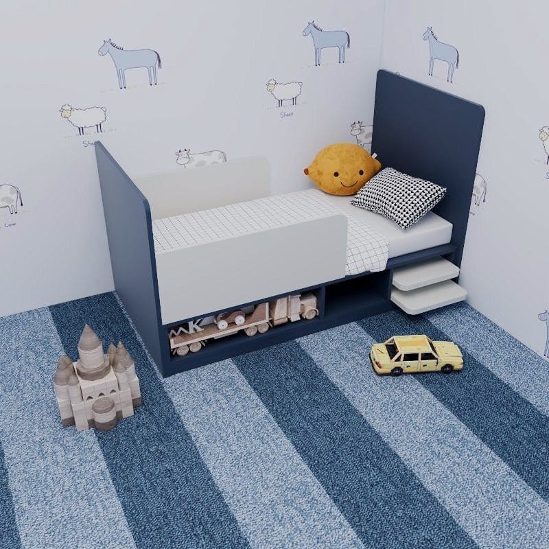 Custom Kids & Toddler Tatami Storage Bed with Side Guards & Steps picket and rail
