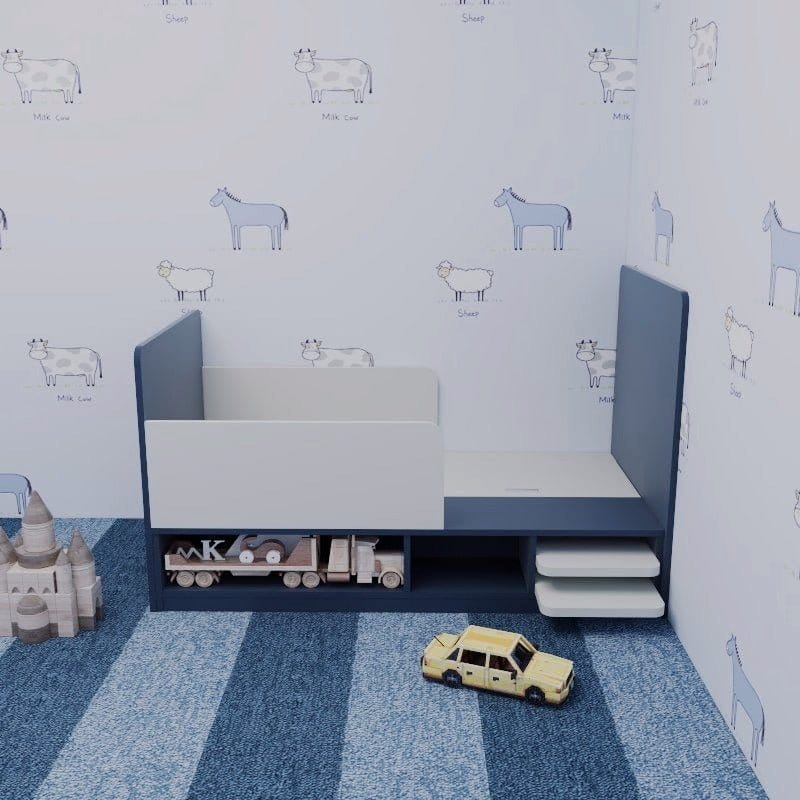 Custom Kids & Toddler Tatami Storage Bed with Side Guards & Steps (TSB