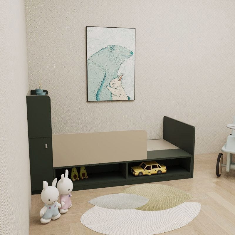Custom Kids &amp; Toddler Tatami Storage Bed with Storage Headboard picket and rail