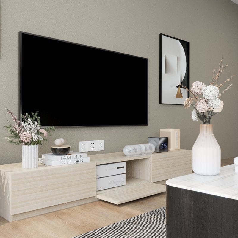 Custom Minimalist Design 2m TV Console with Storage -T2 picket and rail