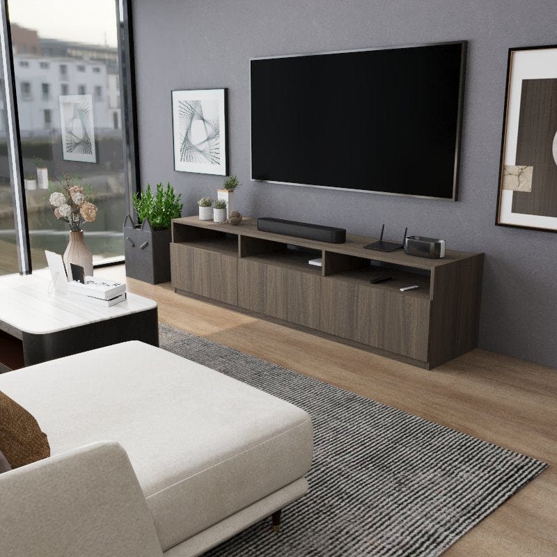 Custom Minimalist Design 2m TV Console with Storage -T3 picket and rail