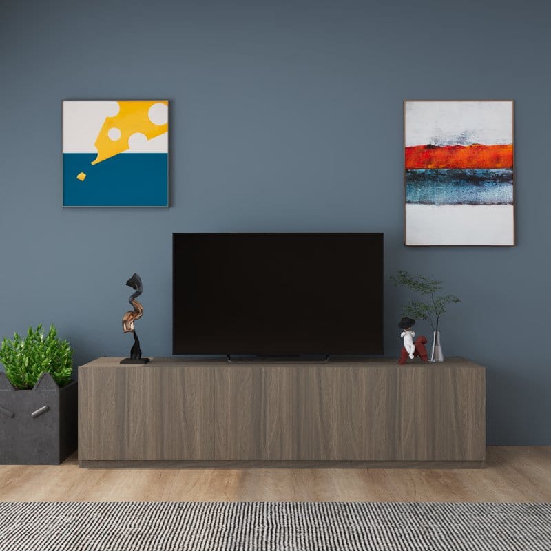 Custom Minimalist Design 2m TV Console with Storage -T4 picket and rail