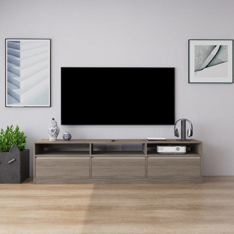 Custom Minimalist Design TV Console with Storage -T1 picket and rail