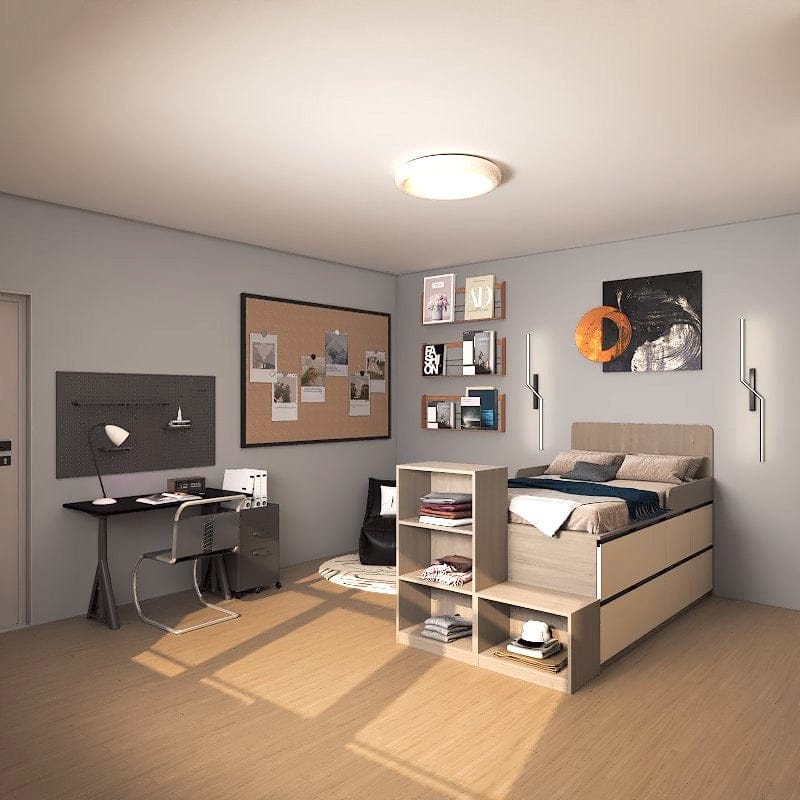 Custom Tatami High Platform Single/Super Single Size Captain Bed with 16 Built-in Soft-close Drawers picket and rail