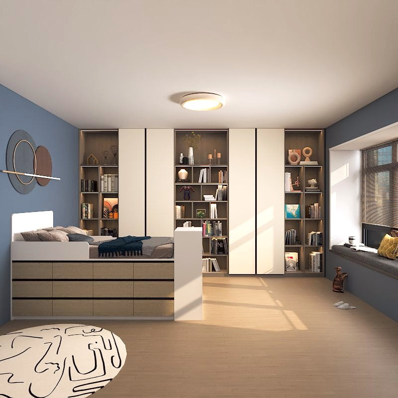 Custom Tatami High Platform Single/Super Single Size Captain Bed with 24 Built-in Soft-close Drawers picket and rail