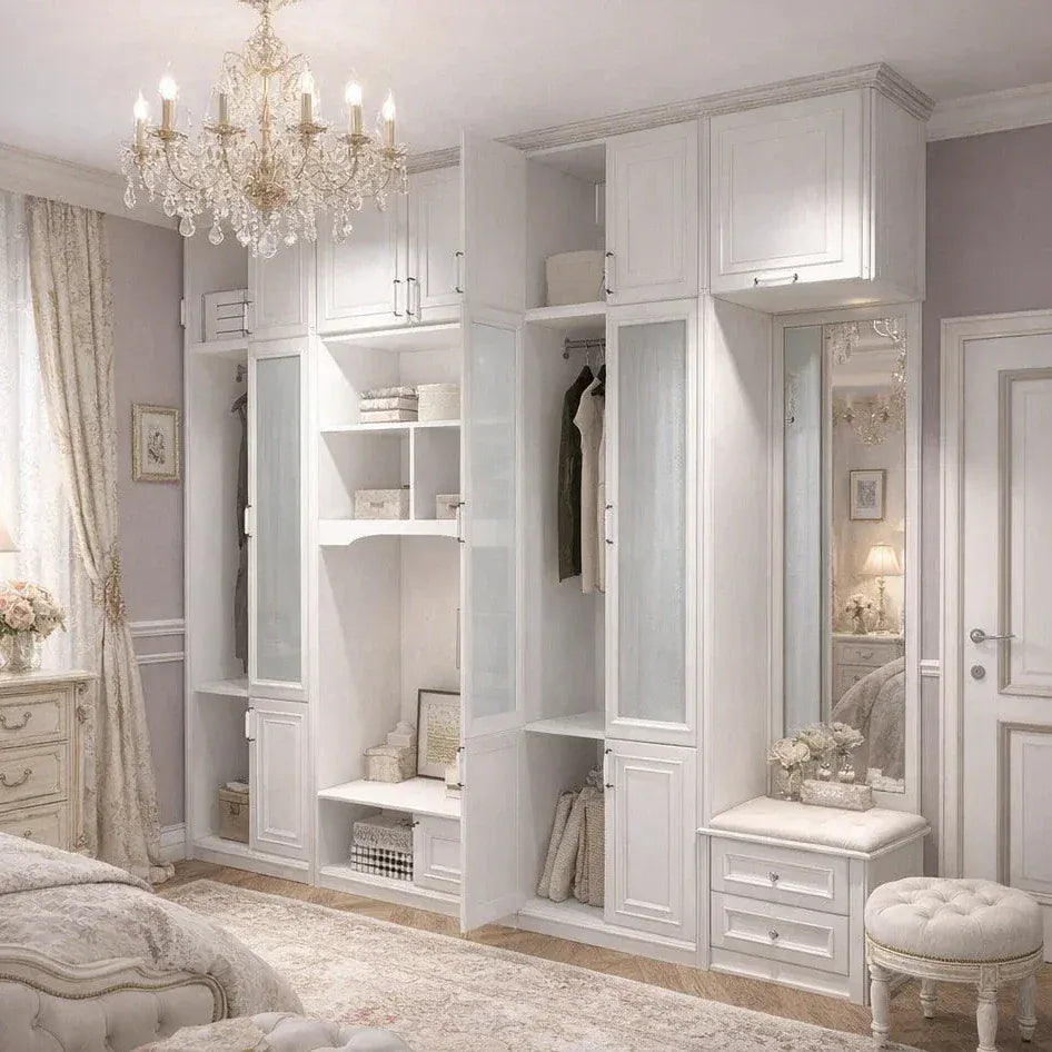 Custom Wardrobe System (Avignon) Length 2-3m Full Height Swing Door System (Built-In or Freestanding) picket and rail