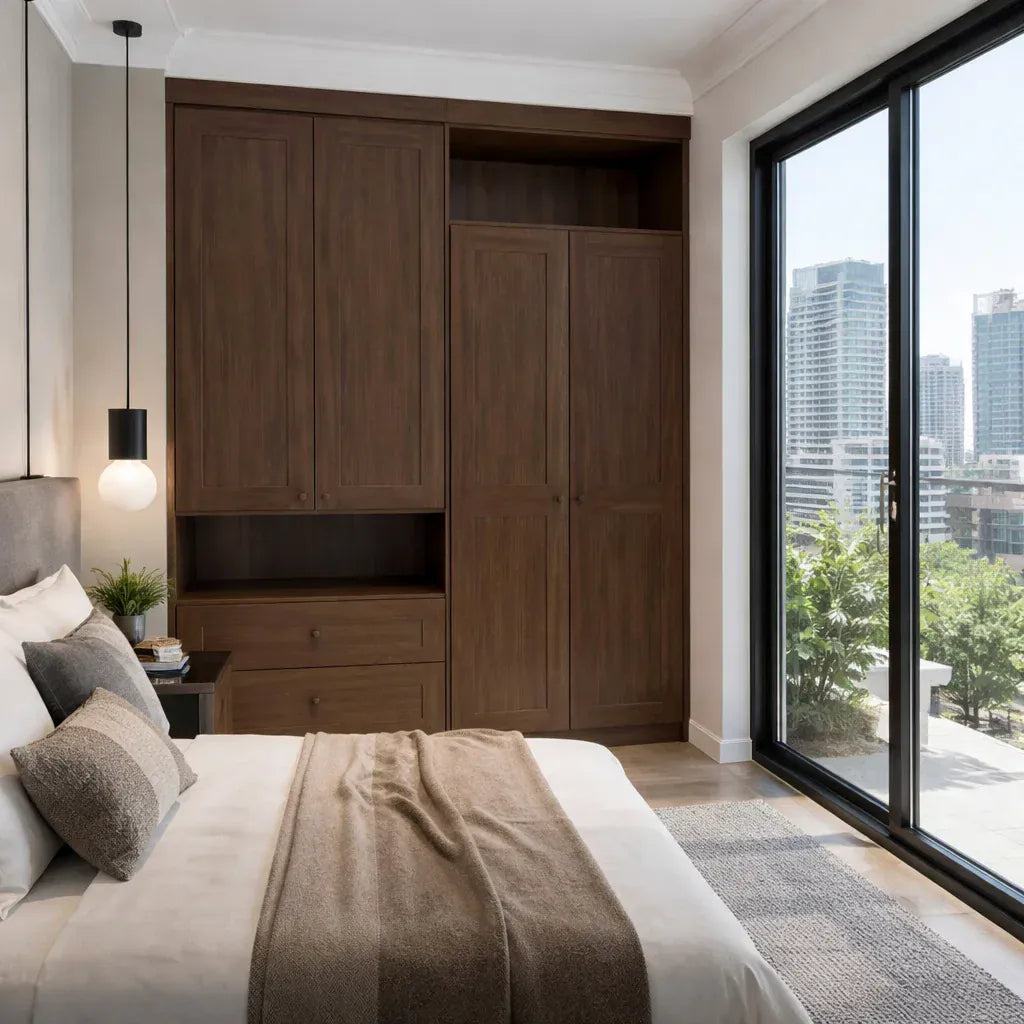 Custom Wardrobe System (Carlson) Length 1.2-1.5m Swing Door Wardrobe (Built-In or Freestanding) picket and rail