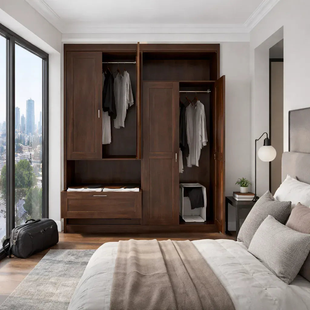 Custom Wardrobe System (Carlson) Length 1.2-1.5m Swing Door Wardrobe (Built-In or Freestanding) picket and rail