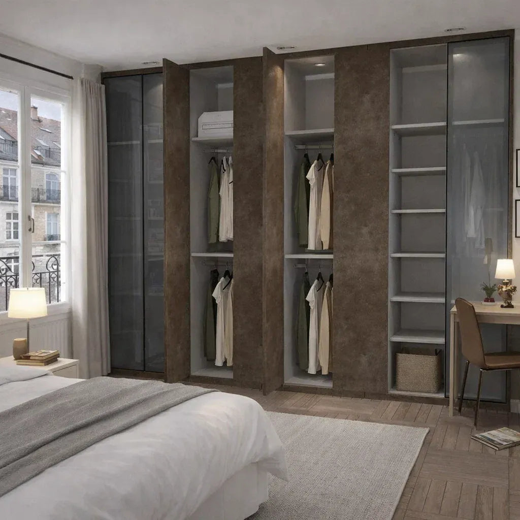 Custom Wardrobe System (Rock) Length 2-3m Full Height Swing Door System (Built-In or Freestanding) picket and rail