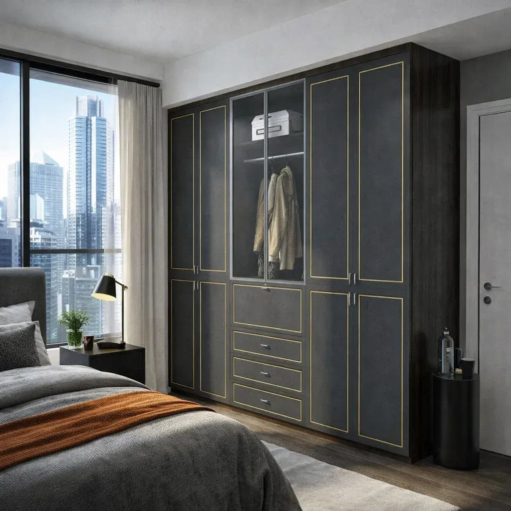 Custom Wardrobe System (Shawn) Length 1.5-2m Full Height Swing Door System (Built-In or Freestanding) picket and rail