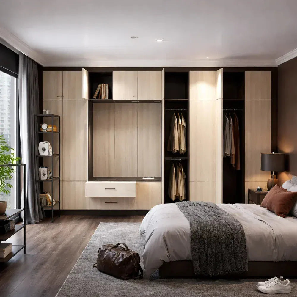 Custom Wardrobe System (Shawn) Length 2-3m Full Height Swing Door System (Built-In or Freestanding) picket and rail