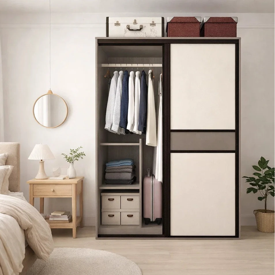 Custom Wardrobe System SSLDW3 Length 1.2-1.5m Sliding Door System (Built-In or Freestanding) picket and rail