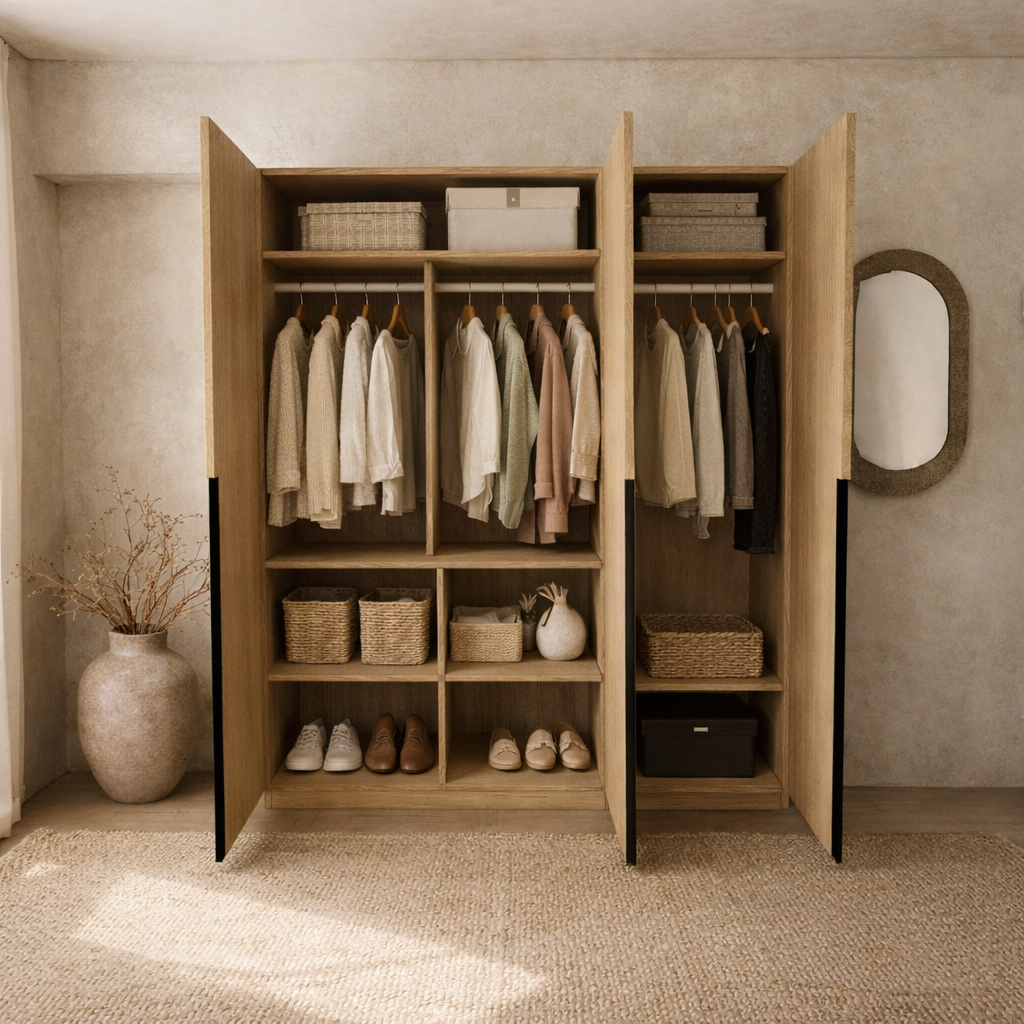 Custom Wardrobe System SSW4 Length 1.2 - 1.5m Swing Door System (Built-In or Freestanding) picket and rail