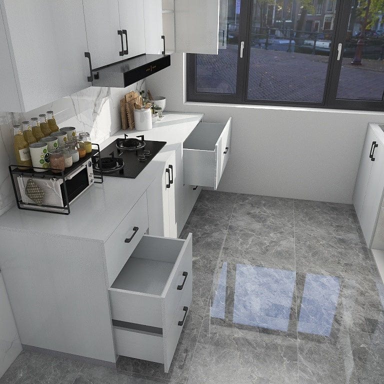 Customized 32-Feet Modern Minimalist Kitchen Cabinet - Design 1 picket and rail