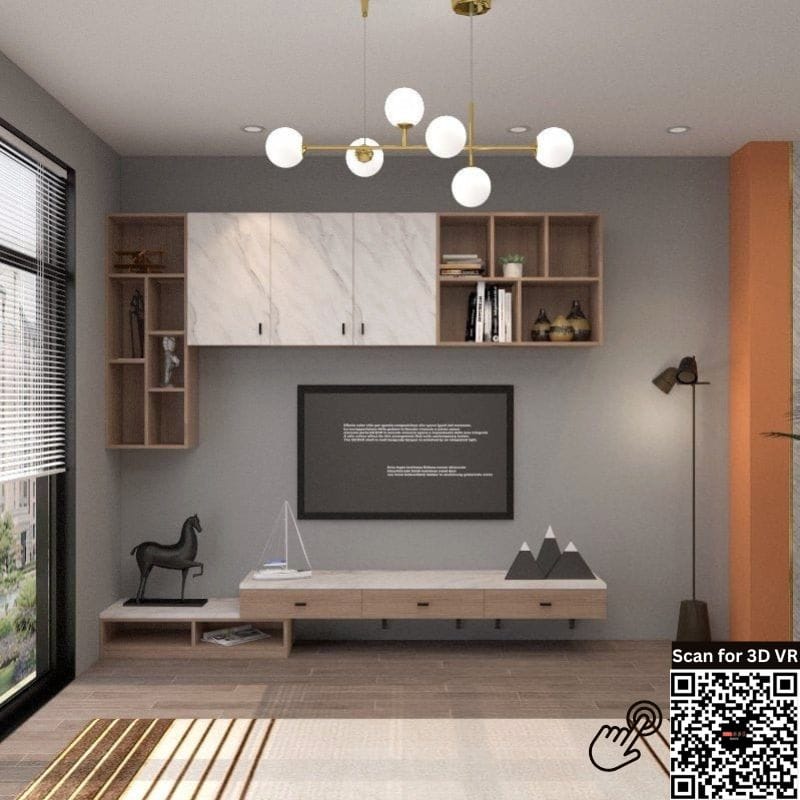 Customized Feature Wall TV Console Set (TV1) picket and rail