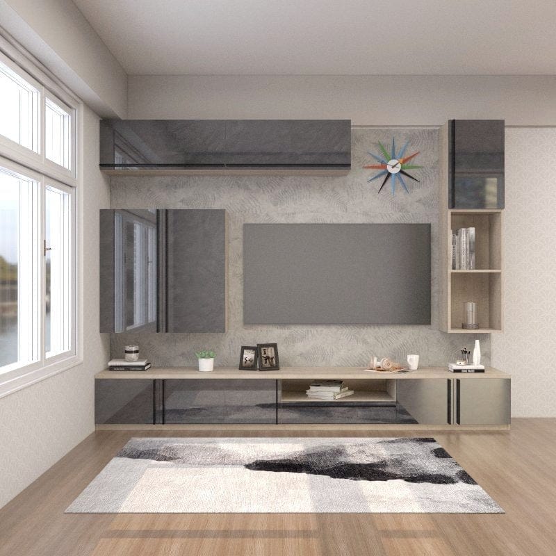 Customized Feature Wall TV Console Set (TV12) picket and rail