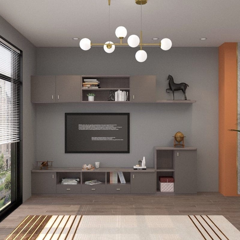 Customized Feature Wall TV Console Set (TV2) picket and rail