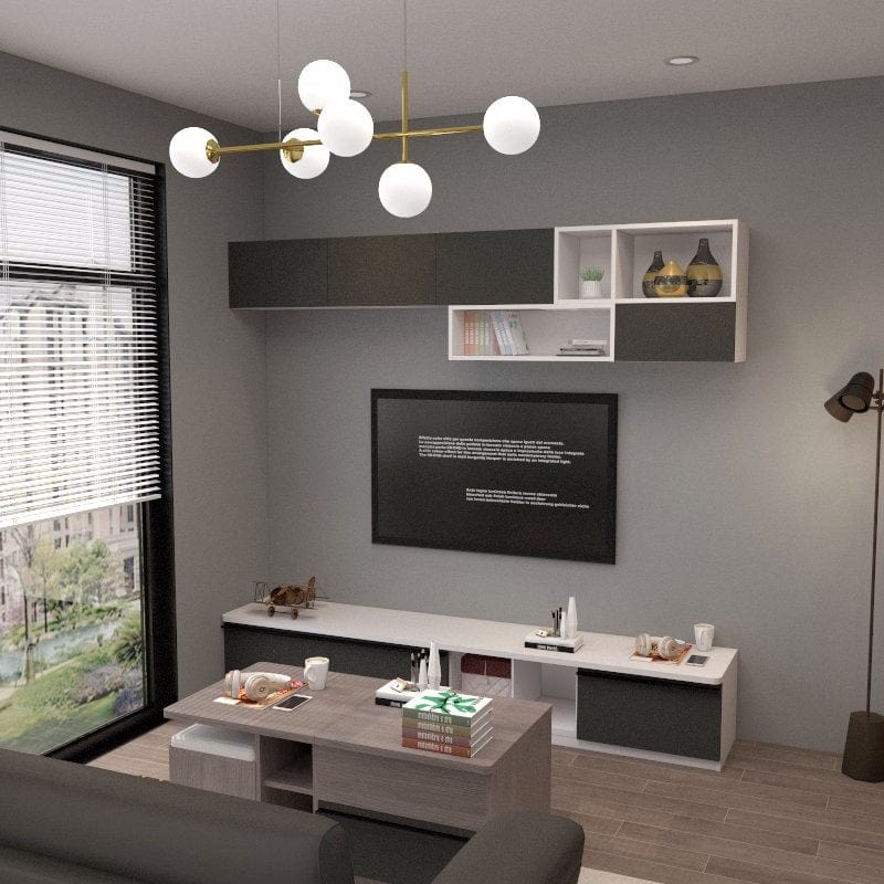 Customized Feature Wall TV Console Set (TV3) picket and rail