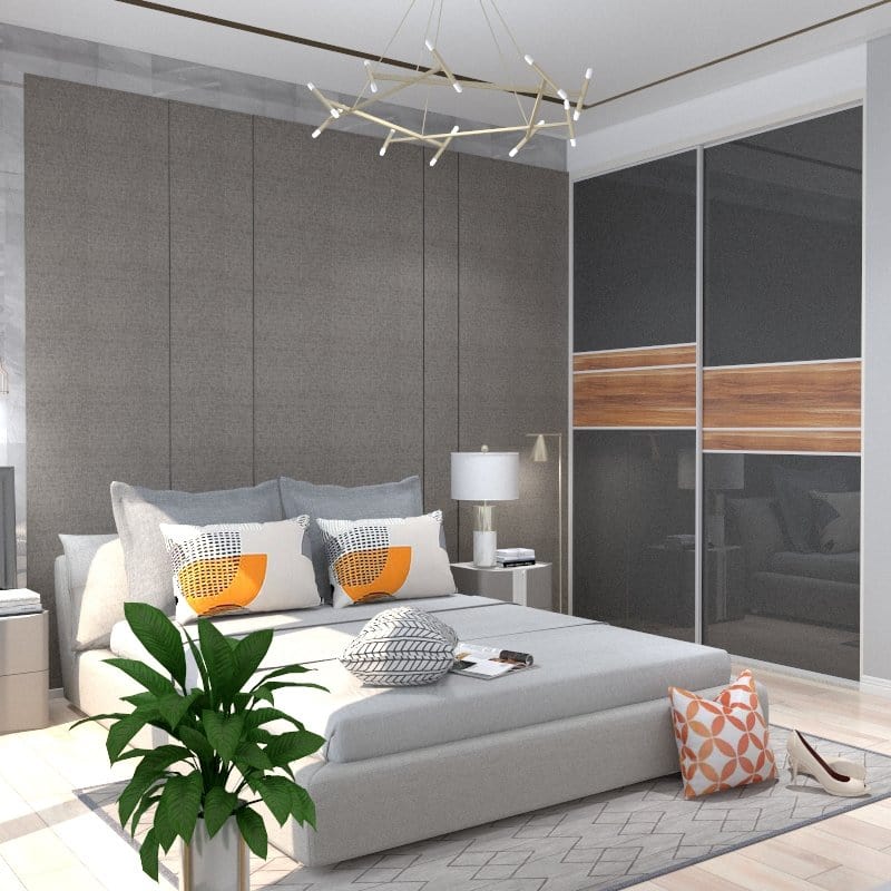 Customized Wardrobe Phantom Series 2 High Gloss Sliding Door Wardrobe picket and rail