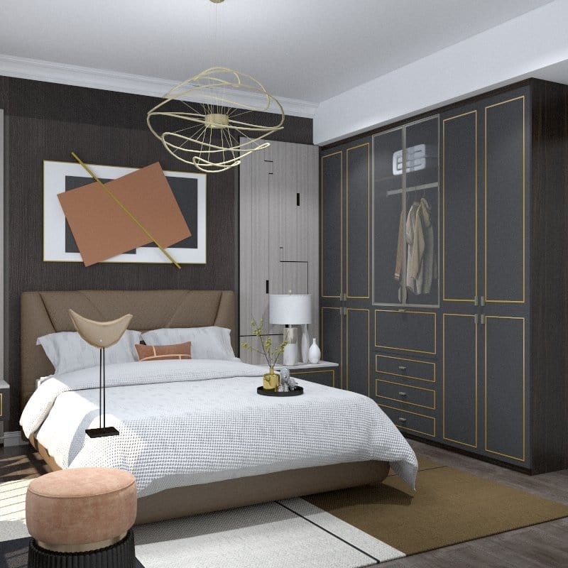 Customized Wardrobe Shawn Series 2 Swing Door Wardrobe picket and rail