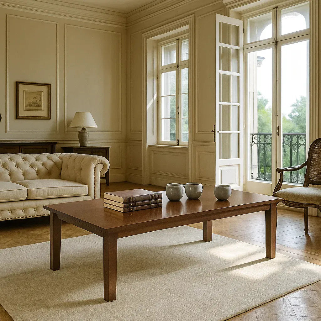 Davis 1.2m Solid Wood Coffee Table picket and rail