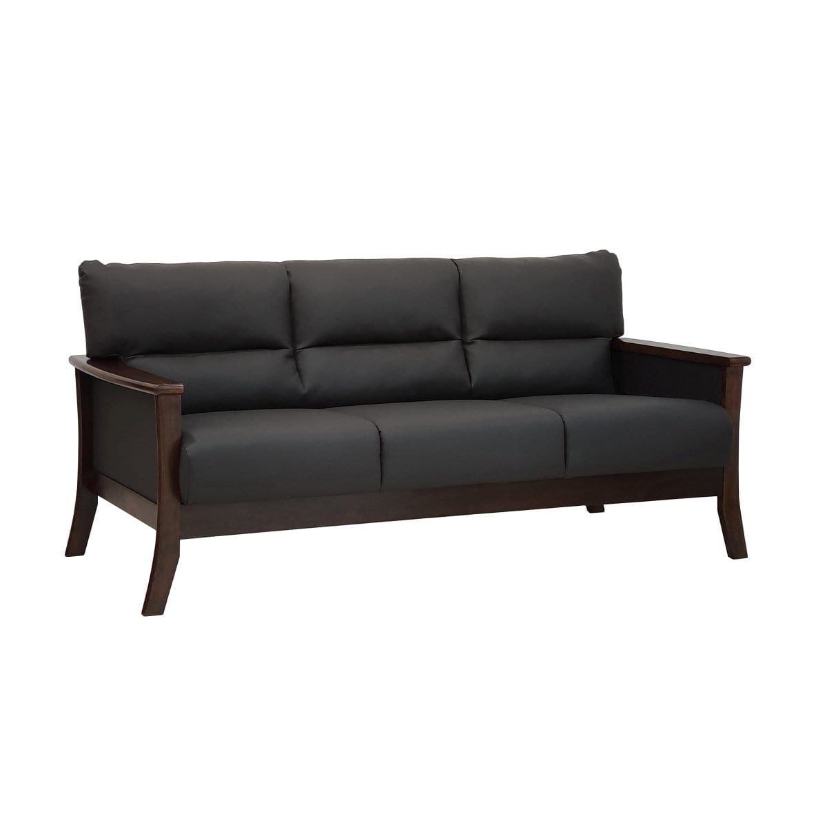 Davis 3-Seater Solid Wood Frame Leather-Upholstered Sofa picket and rail