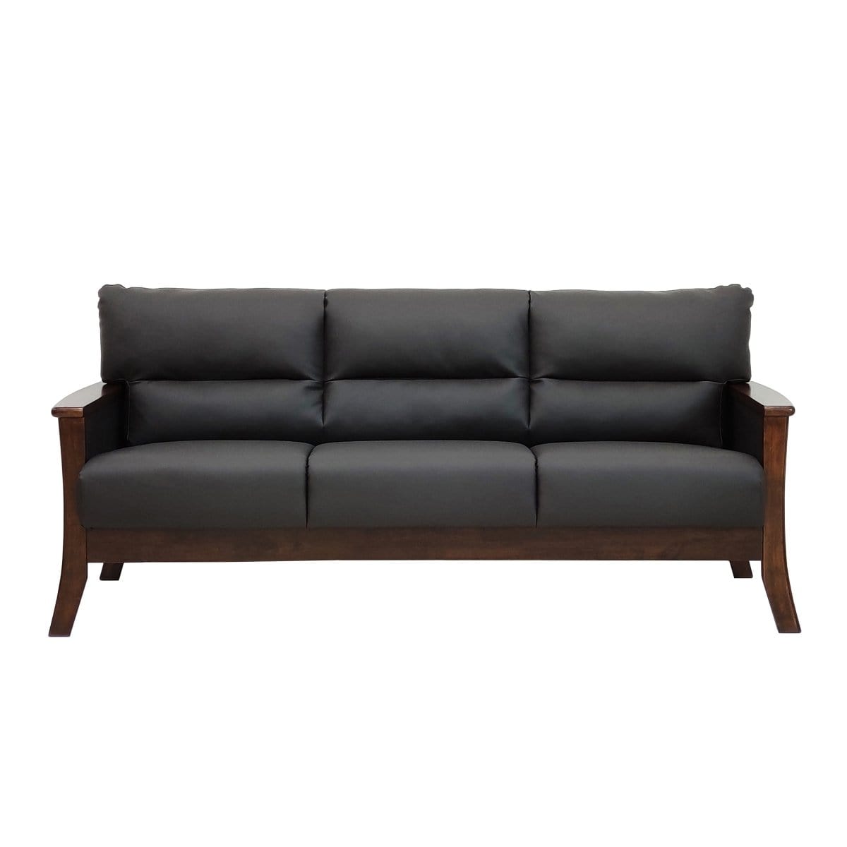 Davis 3-Seater Solid Wood Frame Leather-Upholstered Sofa picket and rail
