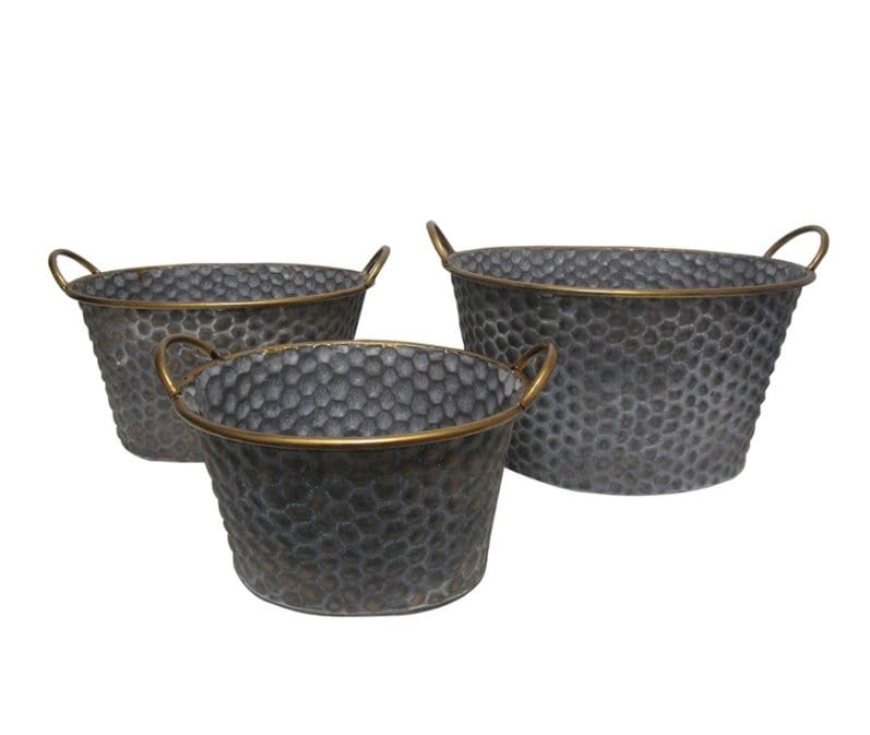 Decorative Accessories - Metal Planters Set of 3 (42380) picket and rail
