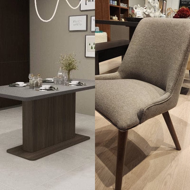 Dining Set Bundle - 1.6/1.8m Custom Textured-Top Dining Table + 4/6/8 Fabric Upholstered Americana Dining Chairs picket and rail