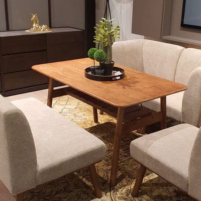 Dining Set Bundle - 4-Seater 1.2m Americana Table + 2 Julia Fabric-Upholstered Chairs + 1 1.0m Americana Storage Bench (DSB2) picket and rail