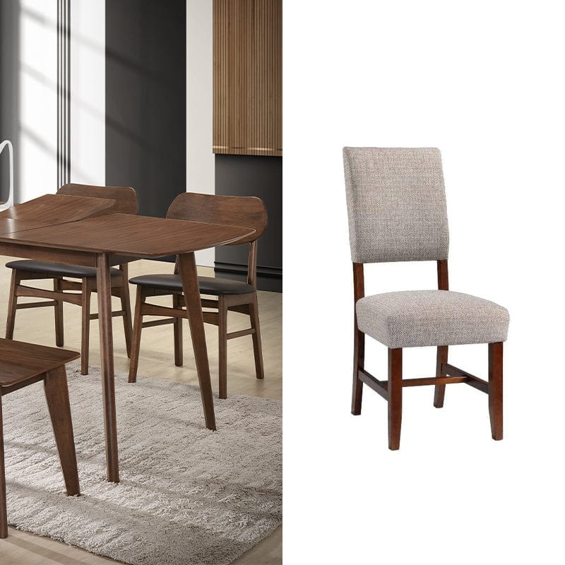 Dining Set Bundle - 6-Seater 1.4m Sarah Extendable Dining Table + 6 Highback Fabric-Upholstered Dining Chairs picket and rail