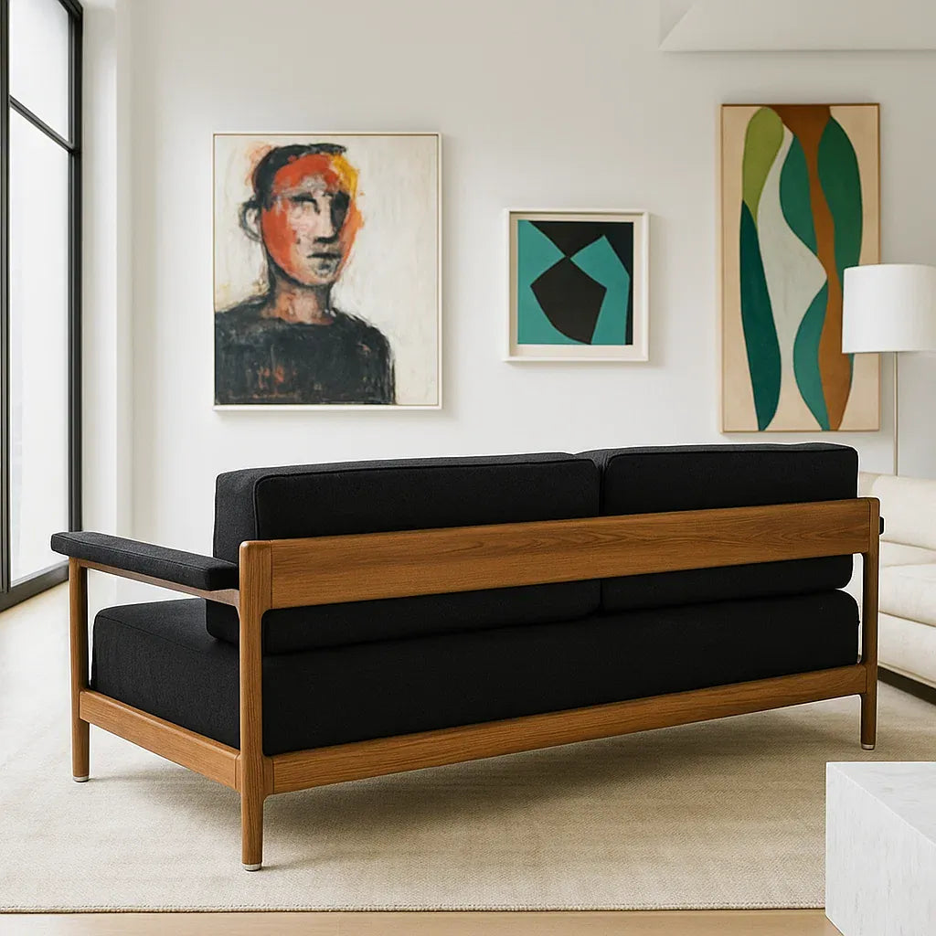 Dix® Solid Wood Series - The Neo DayBed (SF9434) Custom Solid Wood Leather Sofa 2/3 Seater Italian Minimalist Solid American Oak picket and rail