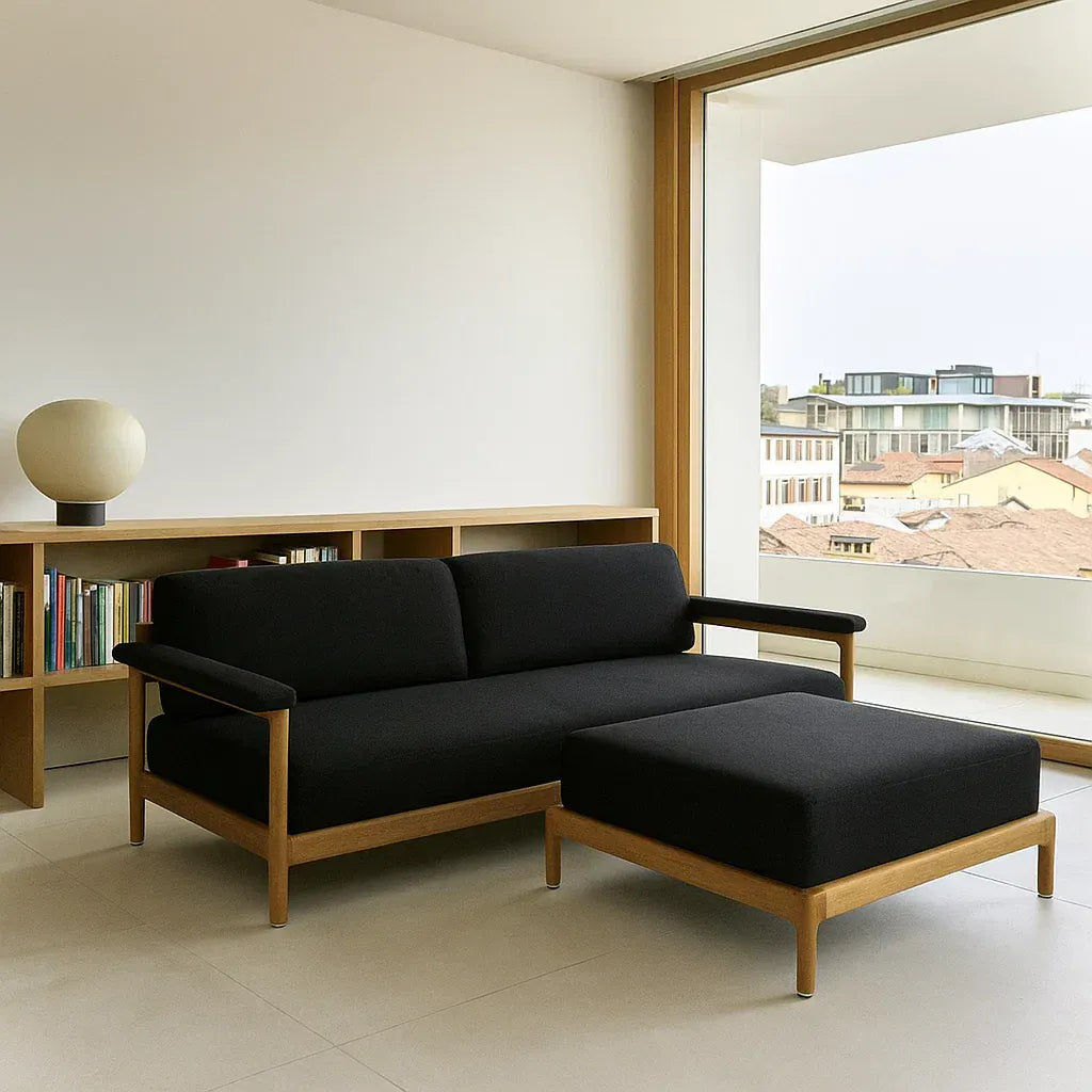 Dix® Solid Wood Series - The Neo DayBed (SF9434) Custom Solid Wood Leather Sofa 2/3 Seater Italian Minimalist Solid American Oak picket and rail