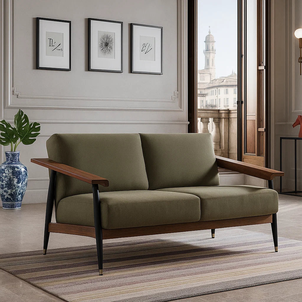 Dix® Solid Wood Series - Tower (SF9126C) Custom Lounge Sofa 2/3 Seater Italian Minimalist Solid Wood American Oak - Compact Modern for Home & Office picket and rail