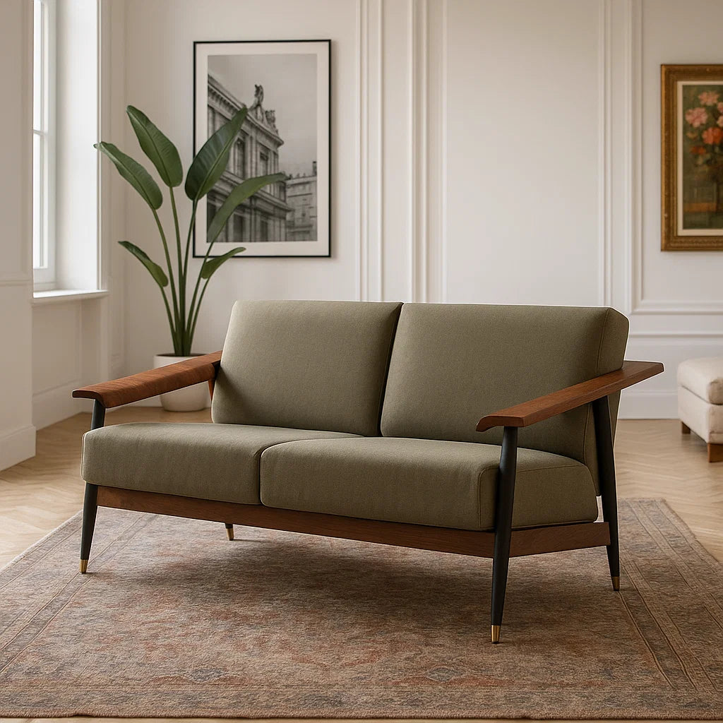 Dix® Solid Wood Series - Tower (SF9126C) Custom Lounge Sofa 2/3 Seater Italian Minimalist Solid Wood American Oak - Compact Modern for Home & Office picket and rail