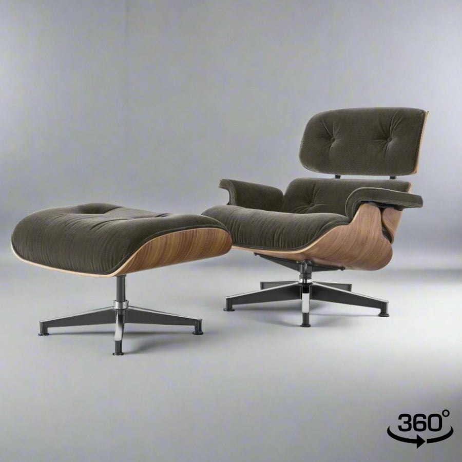 Elcid Lounge Chair with Ottoman (CH5002A) - Custom Leather Lounge Chair Mid-Century Architect-Inspired Scandinavian Minimalist picket and rail