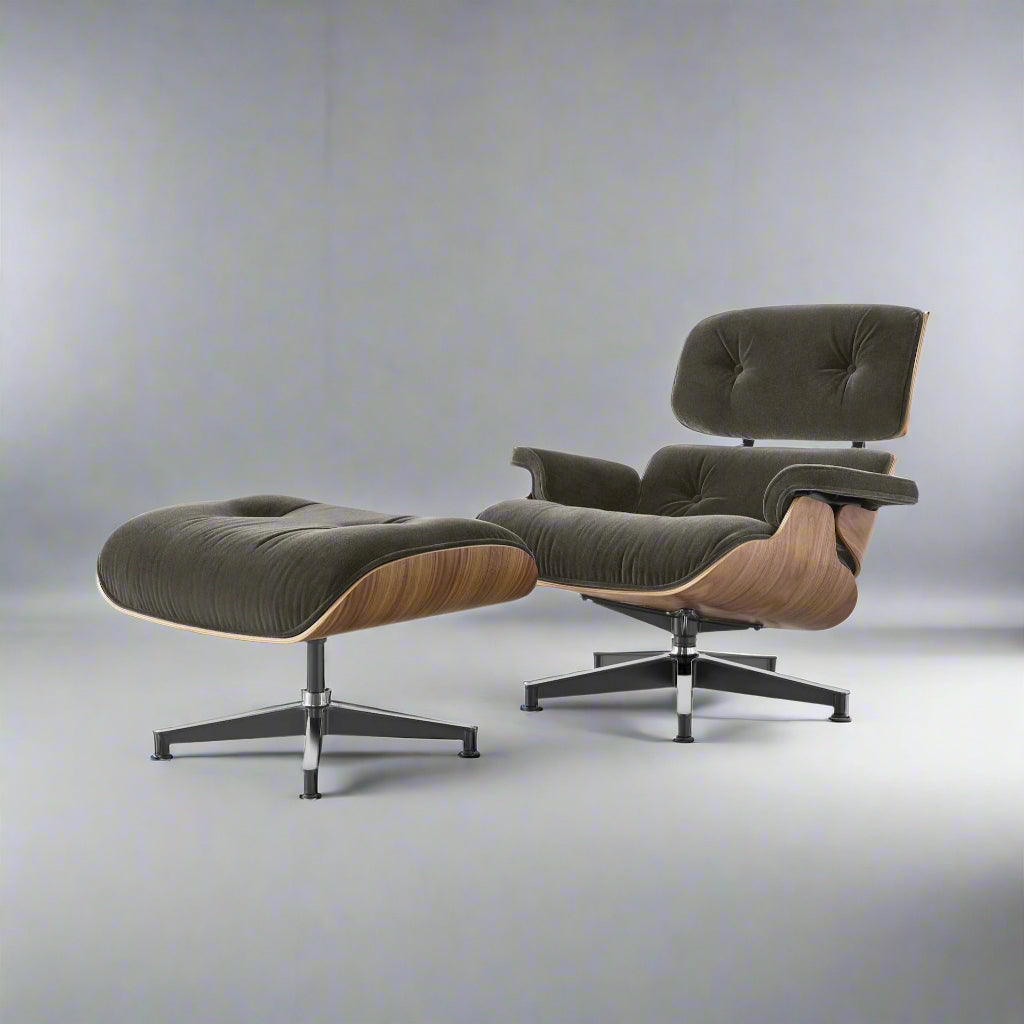 Elcid Lounge Chair with Ottoman (CH5002A) - Custom Leather Lounge Chair Mid-Century Architect-Inspired Scandinavian Minimalist picket and rail