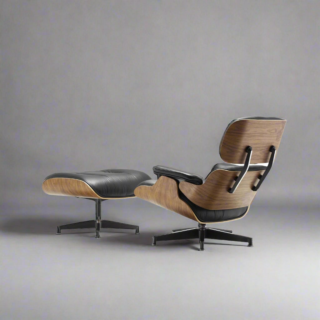 Elcid Lounge Chair with Ottoman (CH5002A) - Custom Leather Lounge Chair Mid-Century Architect-Inspired Scandinavian Minimalist picket and rail