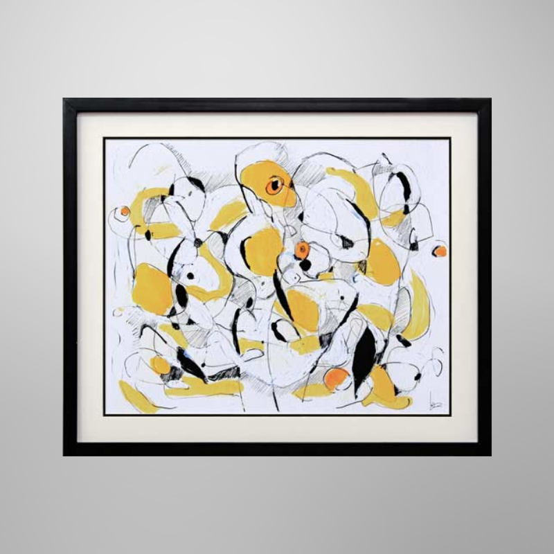 Gizara “Mellow Yellow" | Licensed Art Print | Framed Art | Lithograph | Abstract picket and rail
