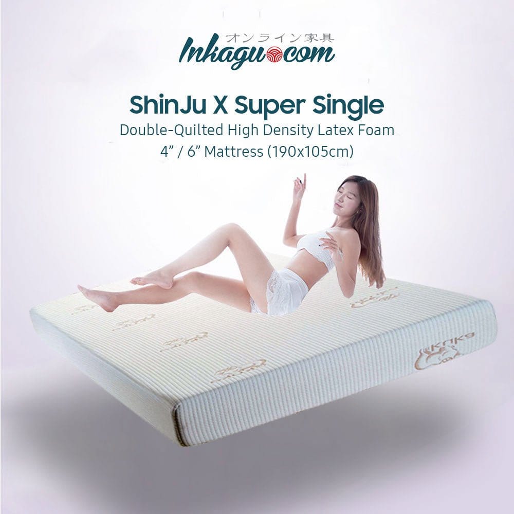 Inkagu 真珠 ShinJu X Super Single Latex High-Density Foam Mattress 4/6 Inch Thickness (SXSS4/SXSS6) picket and rail
