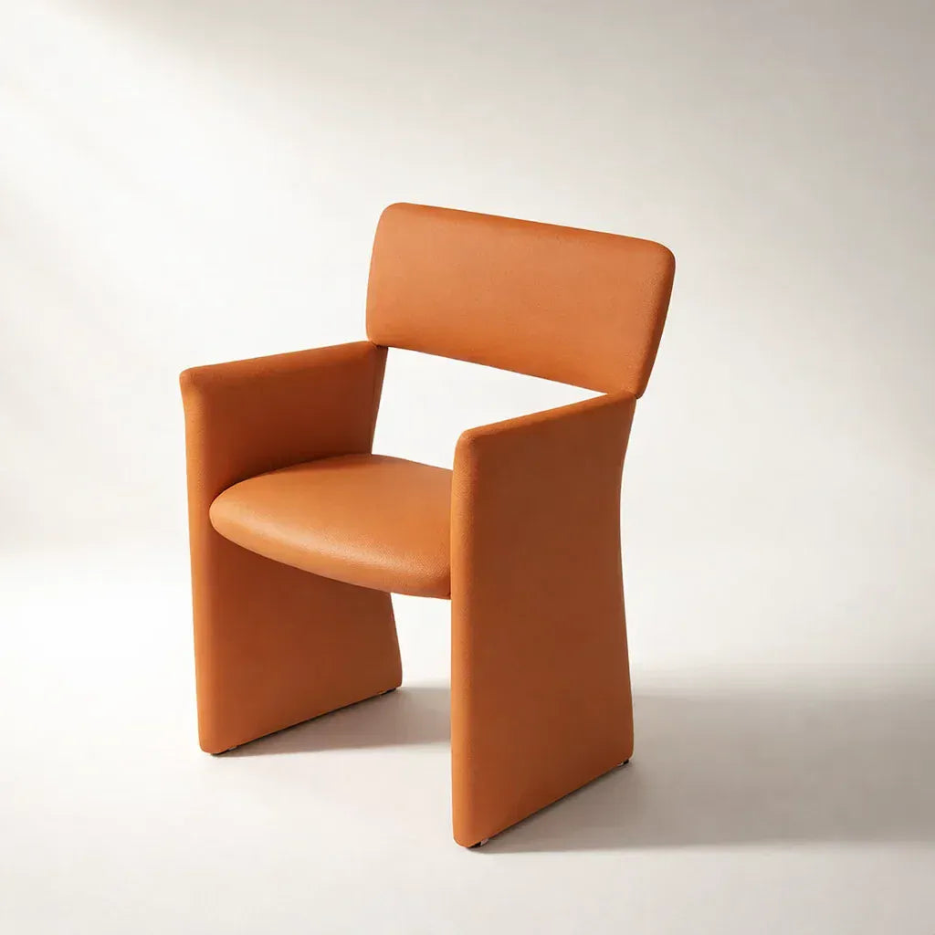 Jewel Arm Chair (CH2052) - Custom Fiber Glass Dining Chair with Vegan Leather American Oak Collection picket and rail