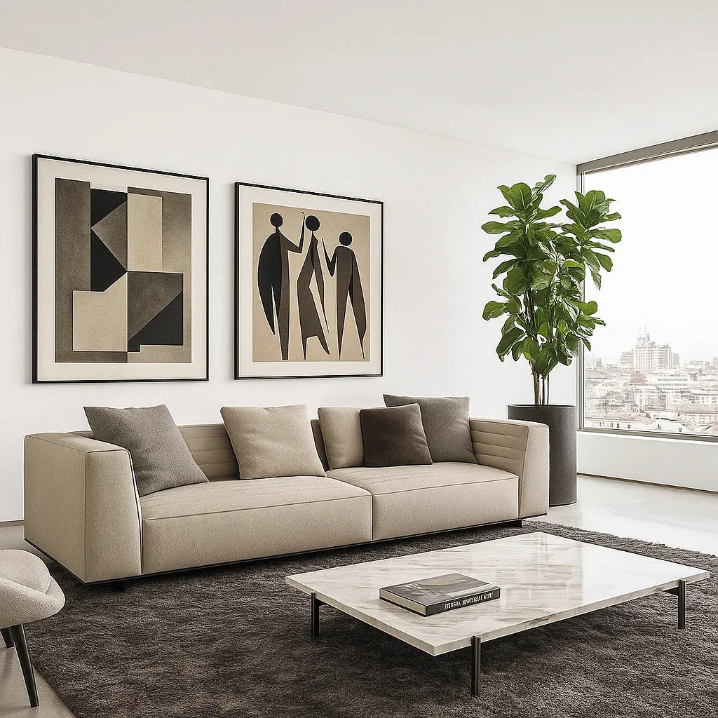 Jorvik (SF12010) - Italian Minimalist Custom Sofa Bespoke in Leather & Fabric picket and rail