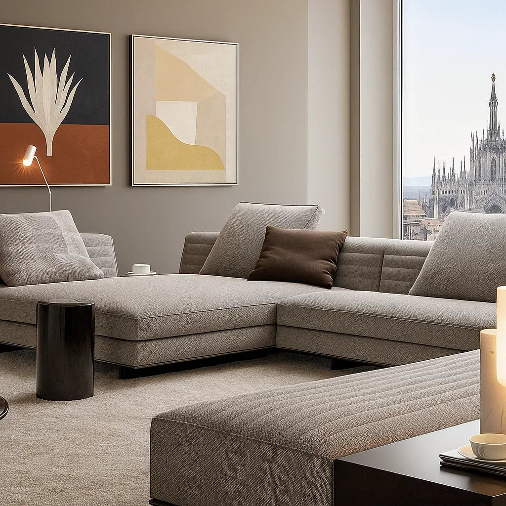 Jorvik (SF12010) - Italian Minimalist Custom Sofa Bespoke in Leather & Fabric picket and rail