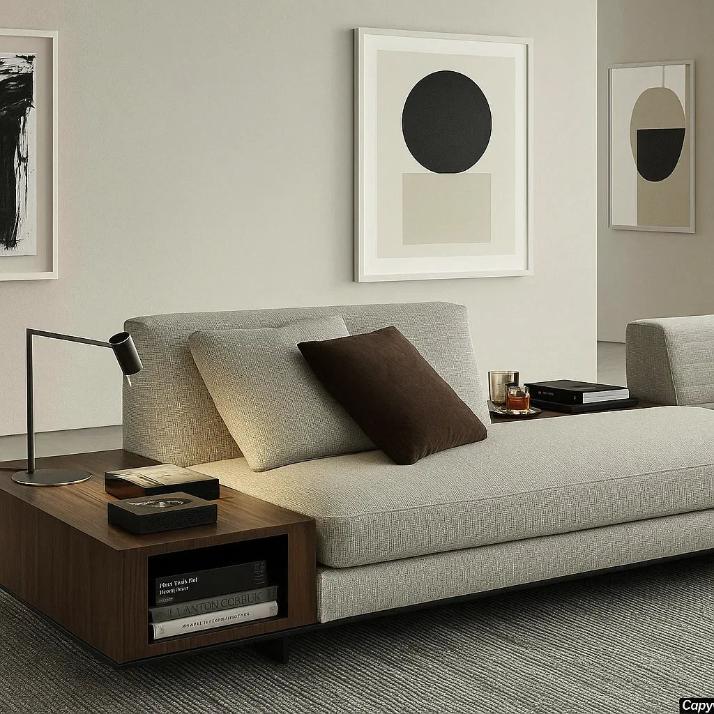 Jorvik (SF12010) - Italian Minimalist Custom Sofa Bespoke in Leather & Fabric picket and rail