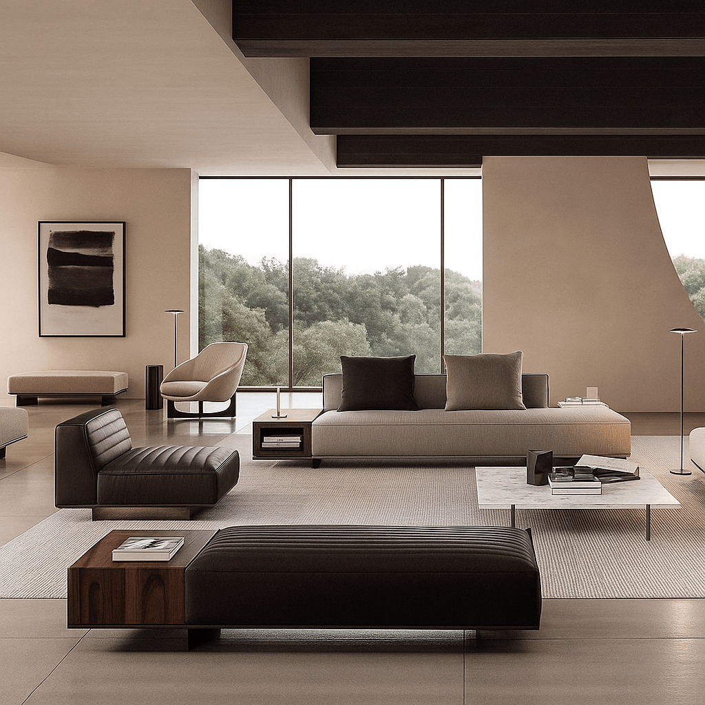 Jorvik (SF12010) - Italian Minimalist Custom Sofa Bespoke in Leather & Fabric picket and rail