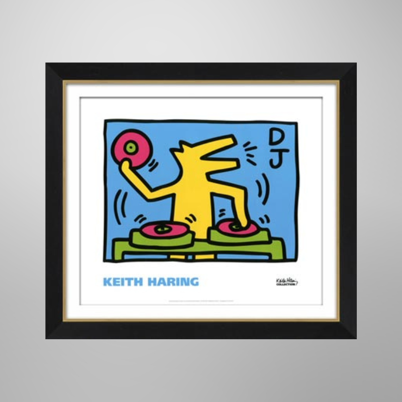 Keith Haring “KH07" | Licensed Art Print | Framed Art | Lithograph | Pop Art | Street Art picket and rail