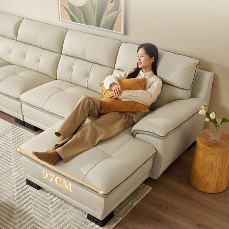 KUKA #1022 L-Shape 2.76m Minimalist Design Top Grain Leather Sofa (Factory Direct) picket and rail