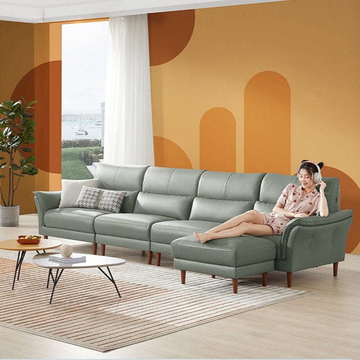 KUKA #1083 3-Seater Minimalist Design Top Grain Leather Sofa (Factory Direct) picket and rail