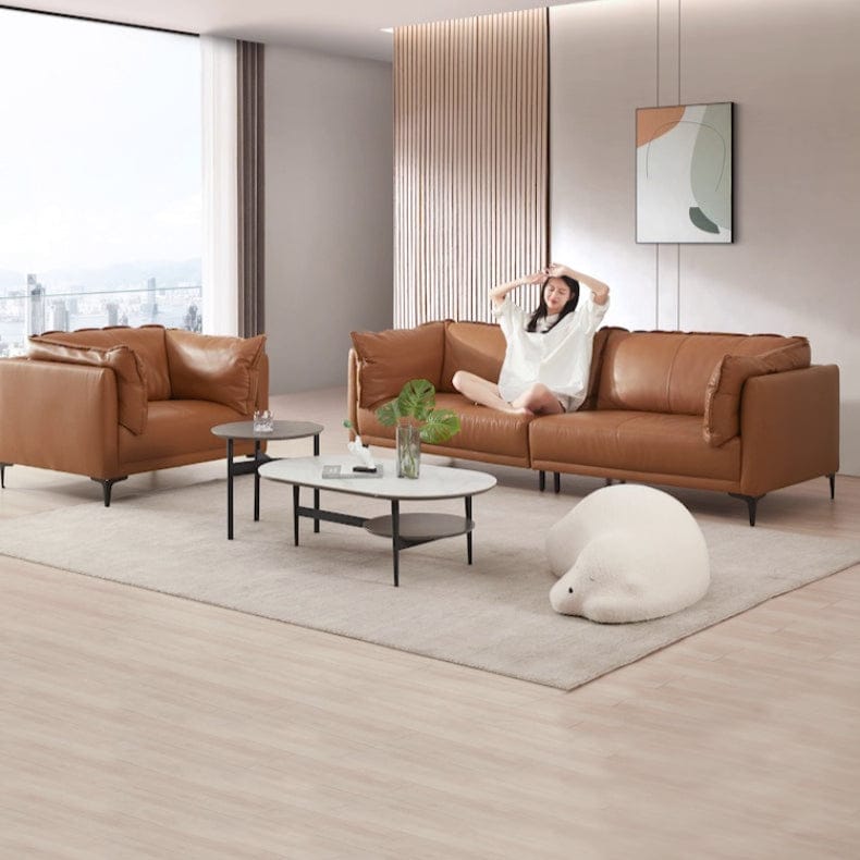 KUKA #1090 3-Seater Minimalist Design Top Grain Leather Sofa (Factory Direct) picket and rail