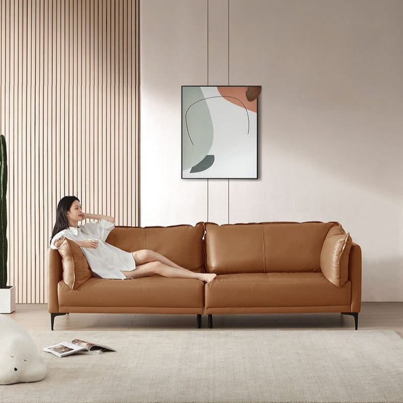 KUKA #1090 3-Seater Minimalist Design Top Grain Leather Sofa (Factory Direct) picket and rail